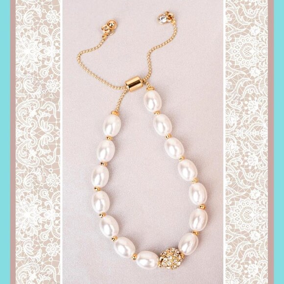 Crystal Avenue Jewelry - Bracelet. Gold, Pearl, Crystal. NWT.
